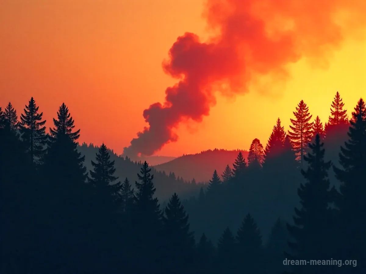 Smoke rising from a dense forest.