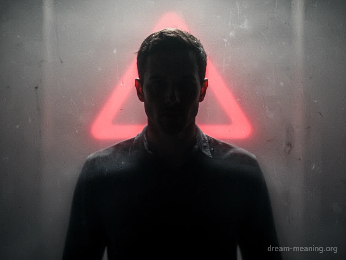 Silhouette of a person behind a shadowy figure with a dim red light.