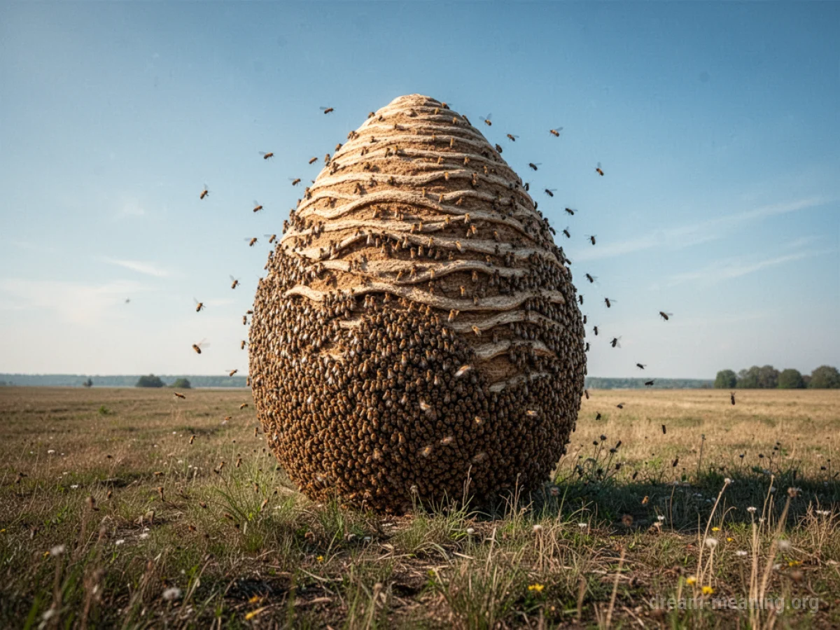 An enormous beehive in a field.