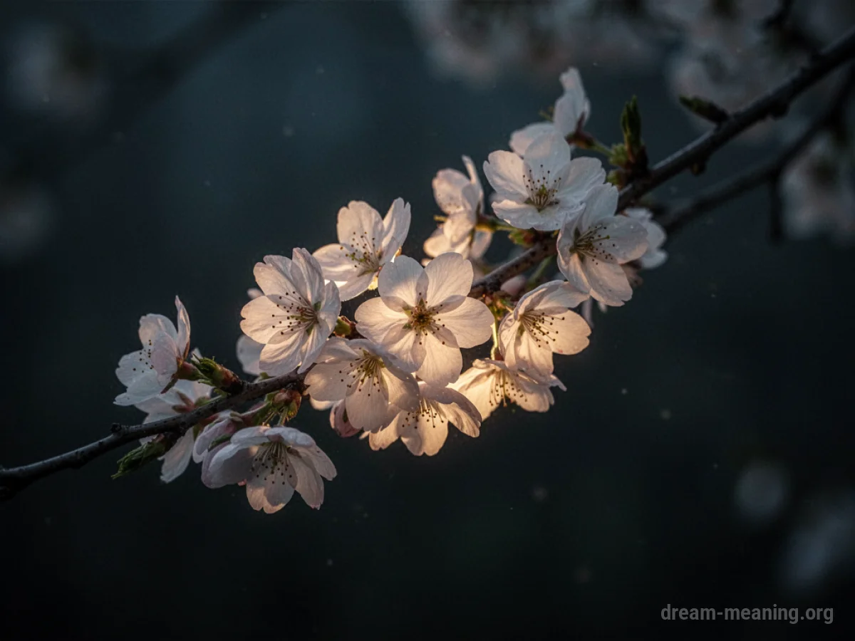 A branch with glowing flowers.