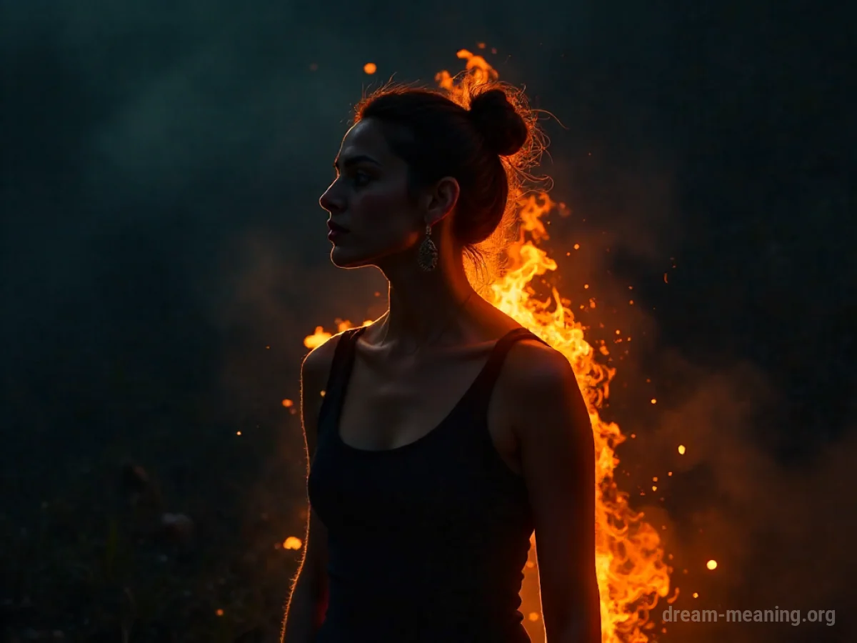 Silhouette of a person surrounded by abstract, gentle flames.