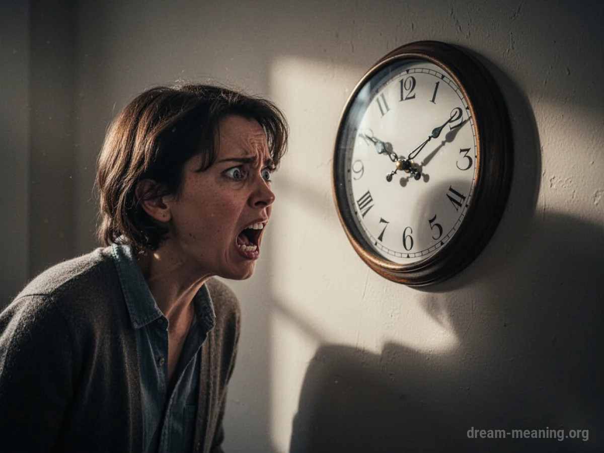 A person looking anxiously at a clock.