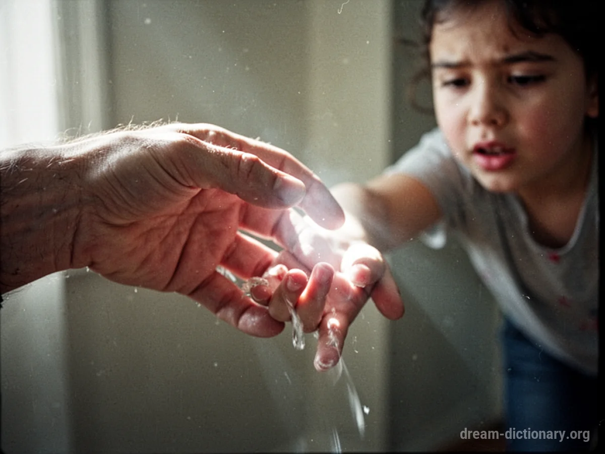 A hand's fingers opening as a soft light source escapes.