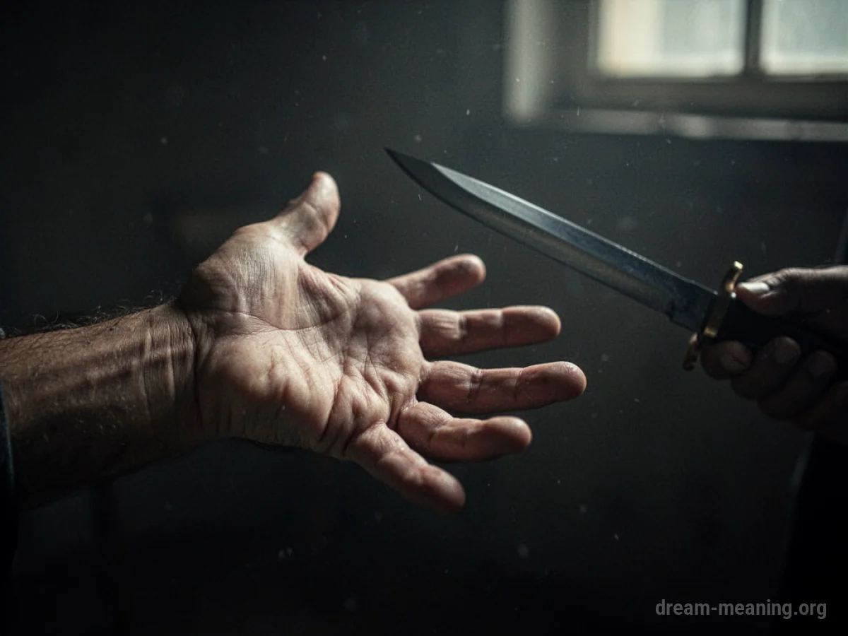 An empty hand reaching out in a dark void.