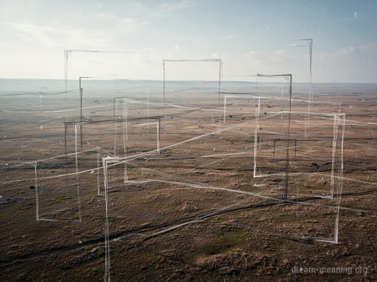 Faint, overlapping border lines in a vast, empty landscape.