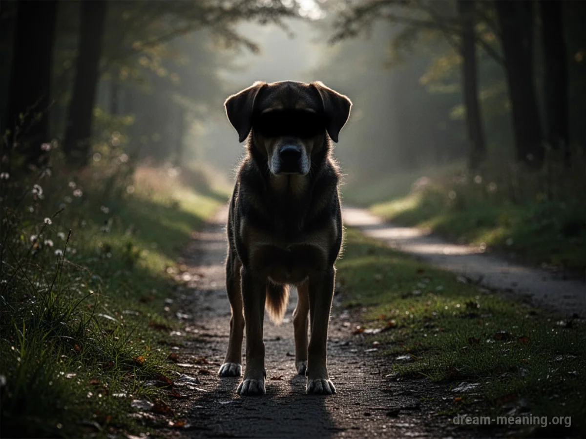 Silhouette of a dog with shadowed eyes.
