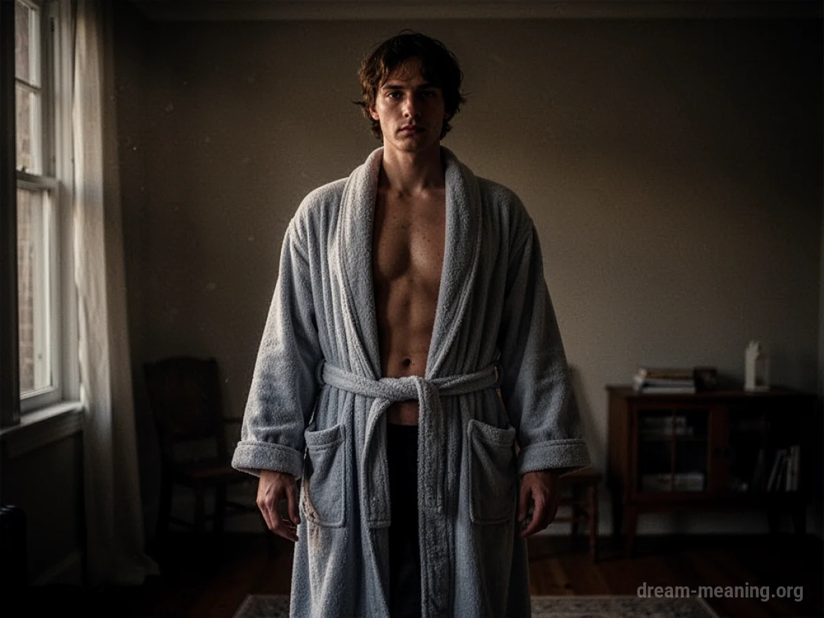 Silhouette of a person in a bathrobe.