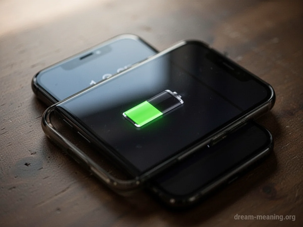 A black smartphone screen displaying a red battery icon.