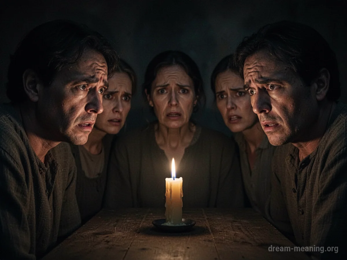 A dimly lit room with a single candle.