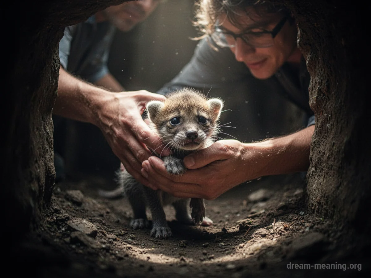 A person's hands carefully holding a small animal.