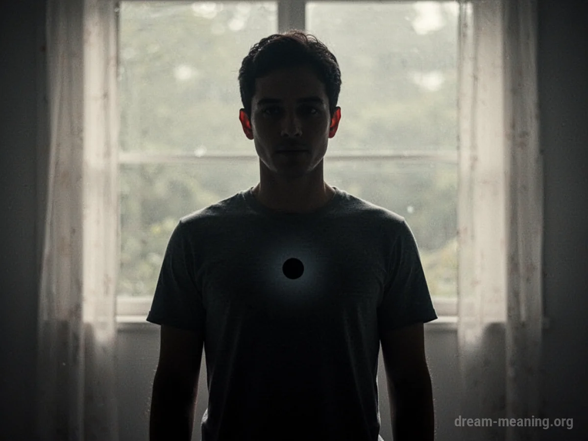 Silhouette of a person with a mark on their chest.