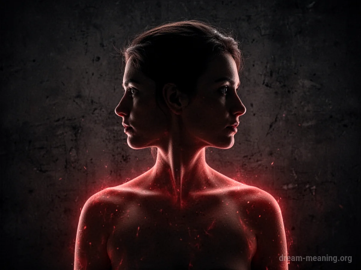 Silhouette of a person with a subtle red glow on their skin.