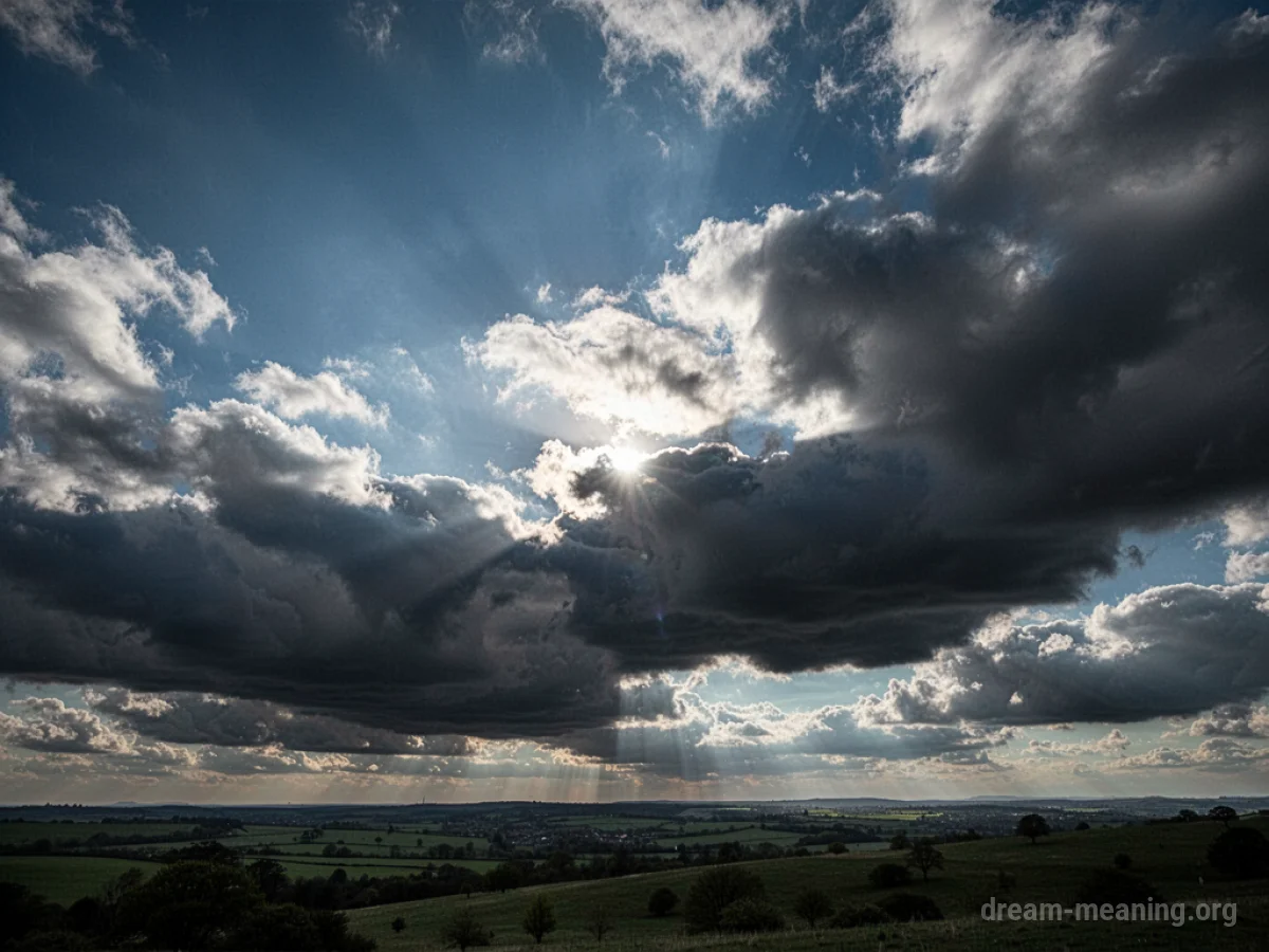 A large expanse of blue sky gradually becoming covered by dark grey clouds.