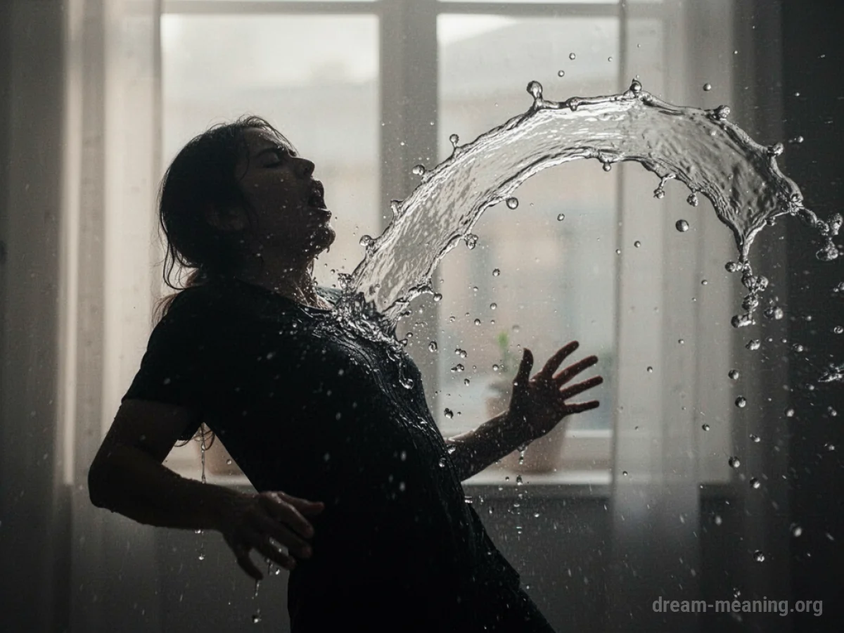 A silhouette figure recoils from liquid being thrown.