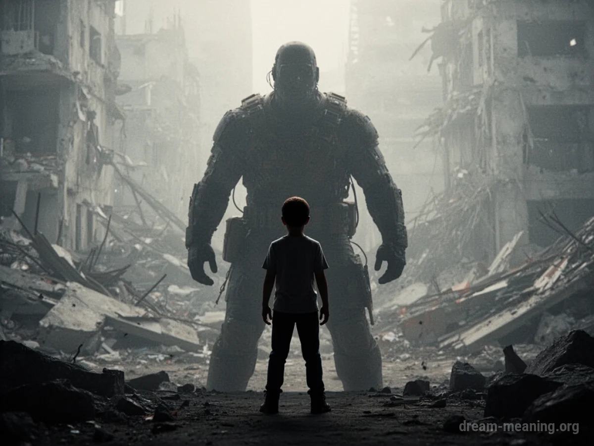 A small silhouette facing a larger, imposing shadow.