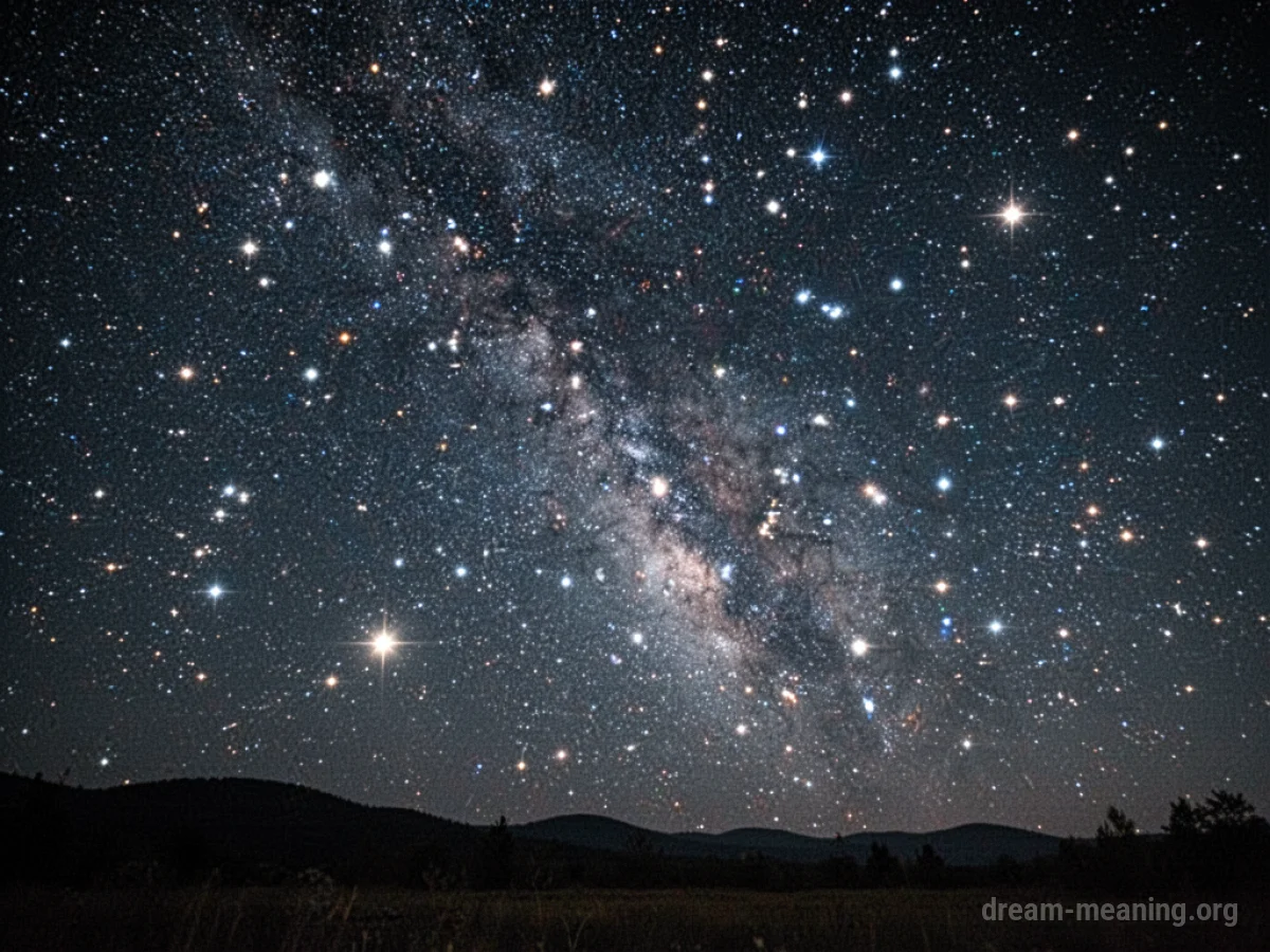 A vast expanse of a dark night sky illuminated by many very bright stars.