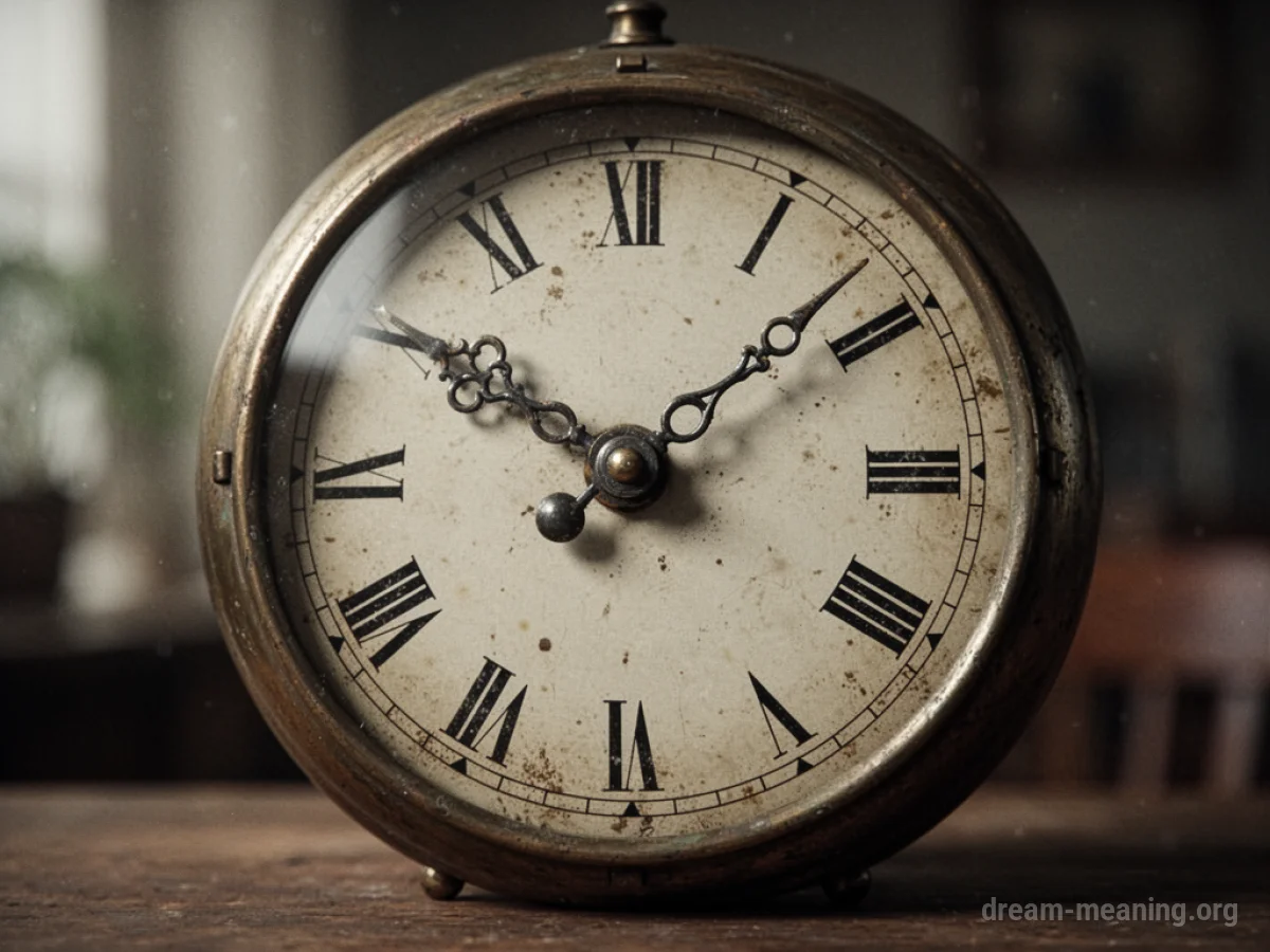 A close-up of a clock face with its hands motionless.