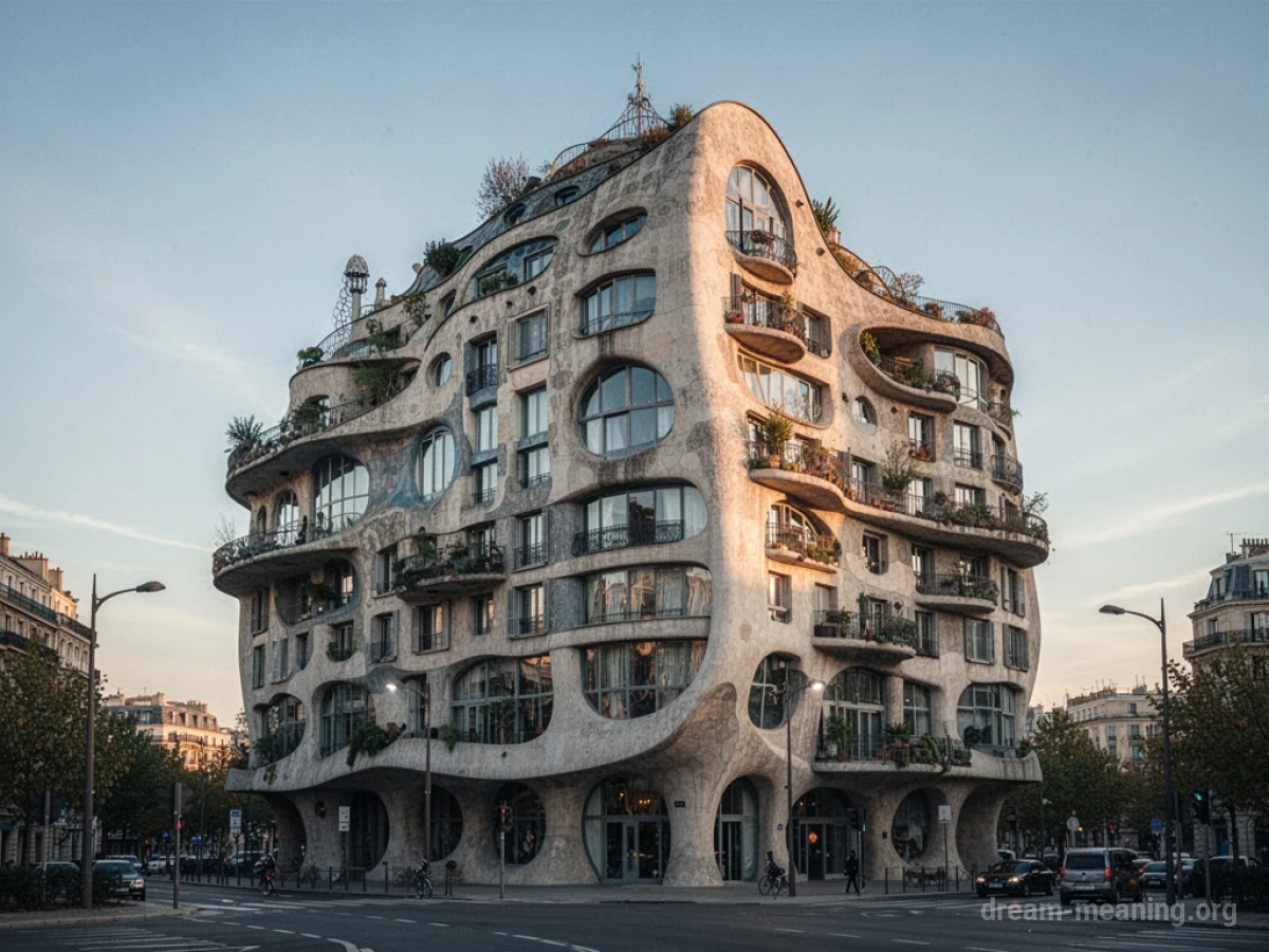 An unusual building with odd architectural elements.