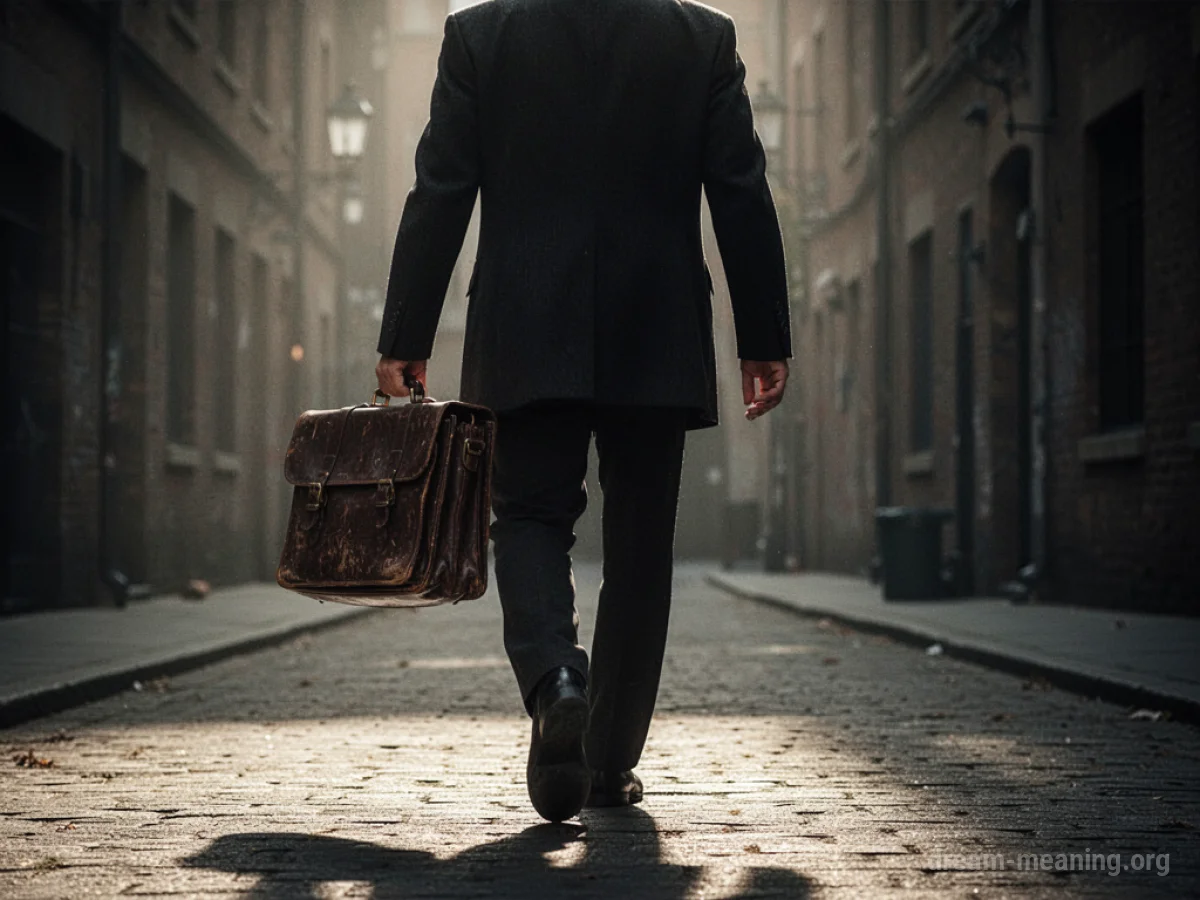 A person seen from behind carrying a briefcase.