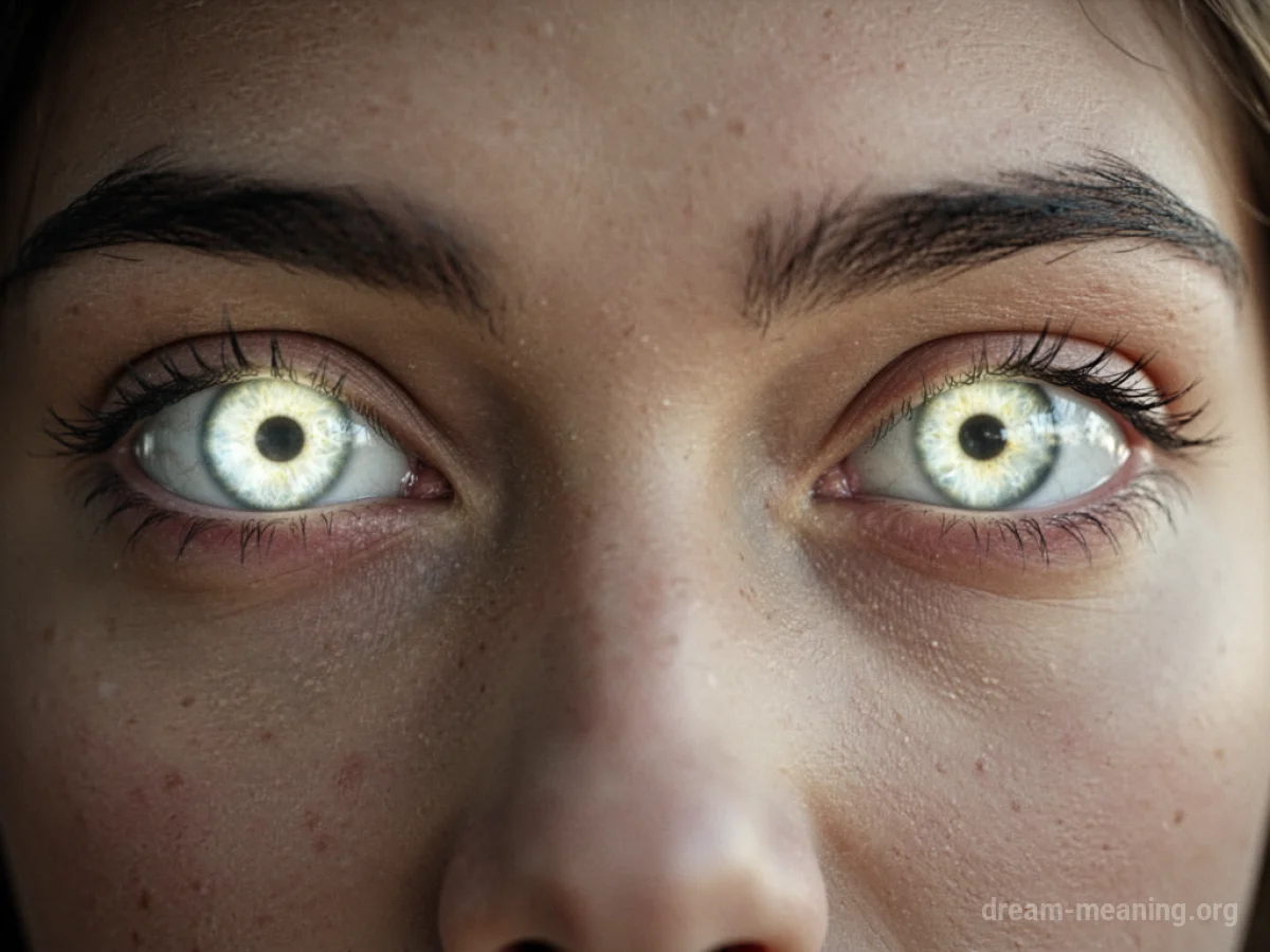 Close-up of a person's bright, luminous eyes.