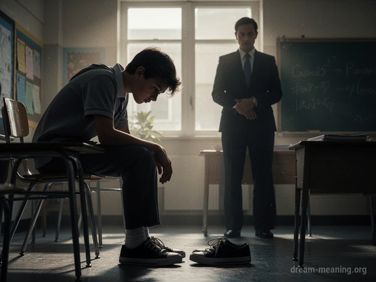 Silhouette of a student facing away from a teacher's shadowy figure.