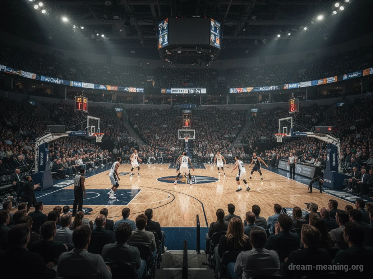 Spectators watching a basketball game from stadium seats.