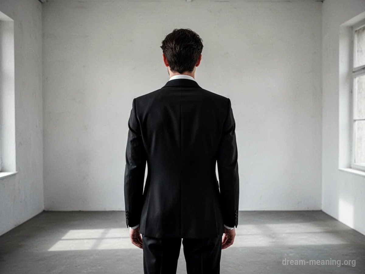 Person in a black suit seen from the back.
