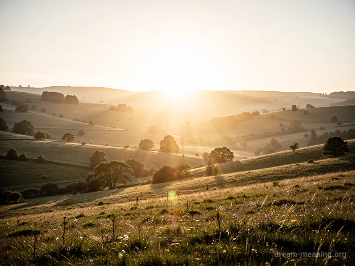 A landscape transitioning from shadow to brilliant light.