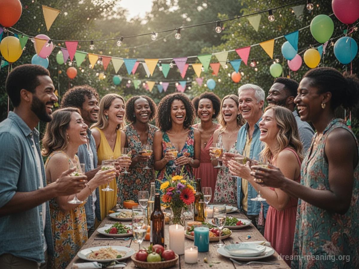 A group of people socializing at an outdoor celebration.