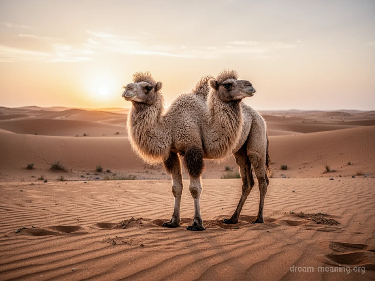 A small camel calf standing in a desert.