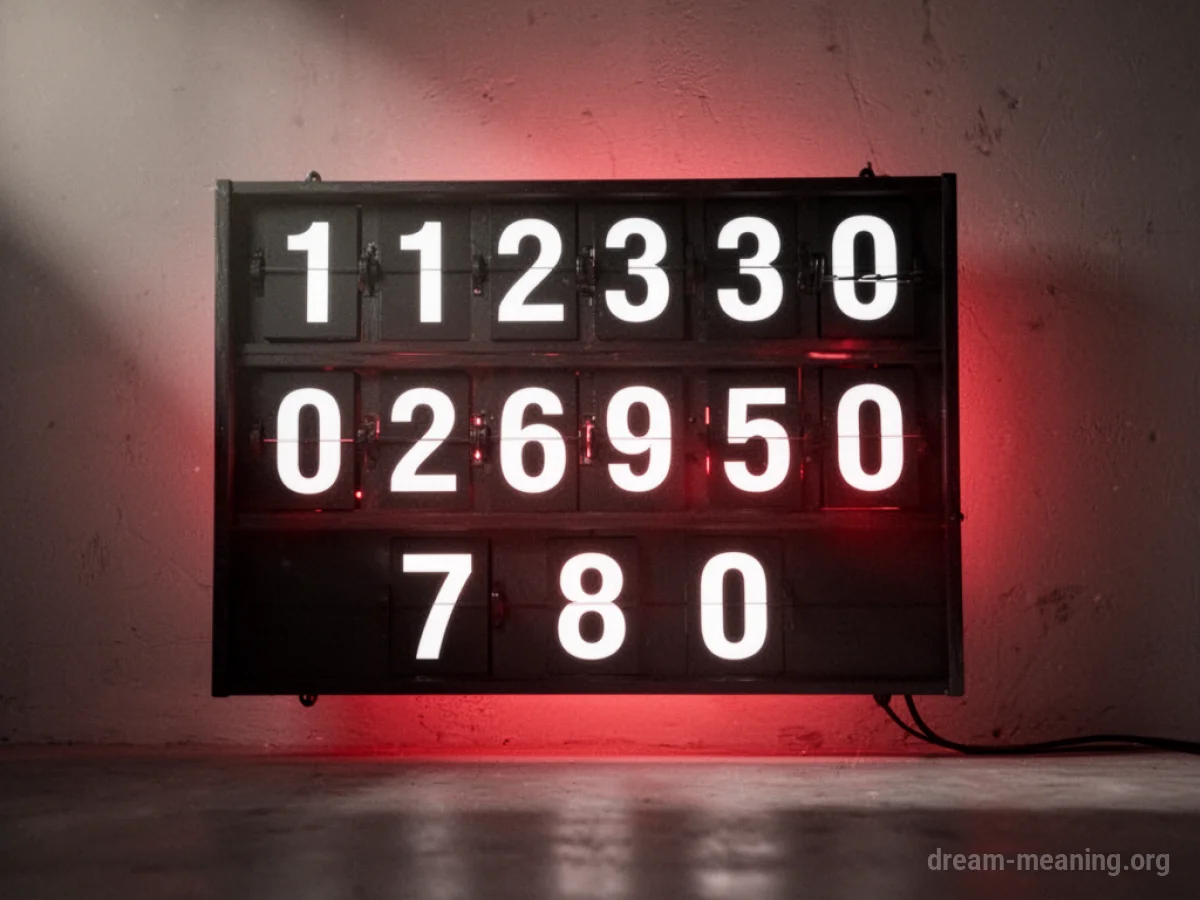 A digital display showing numbers counting down.