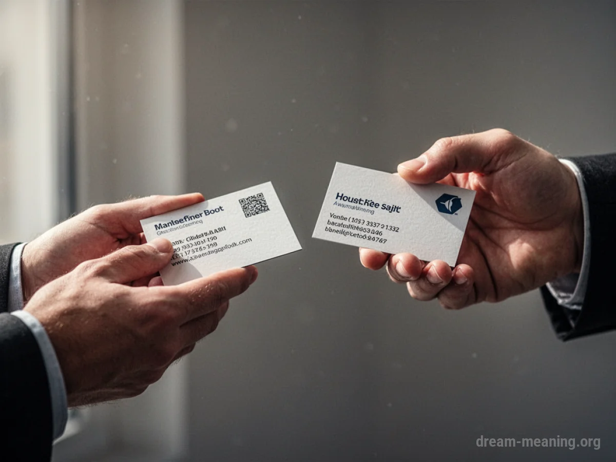 Two hands offering business cards to one another.