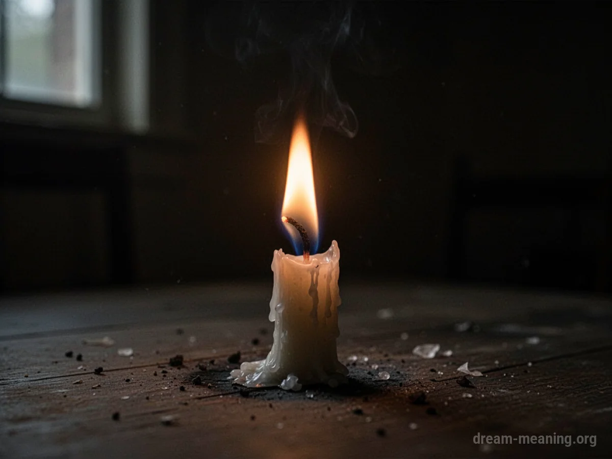 A candle flame diminishing in darkness.