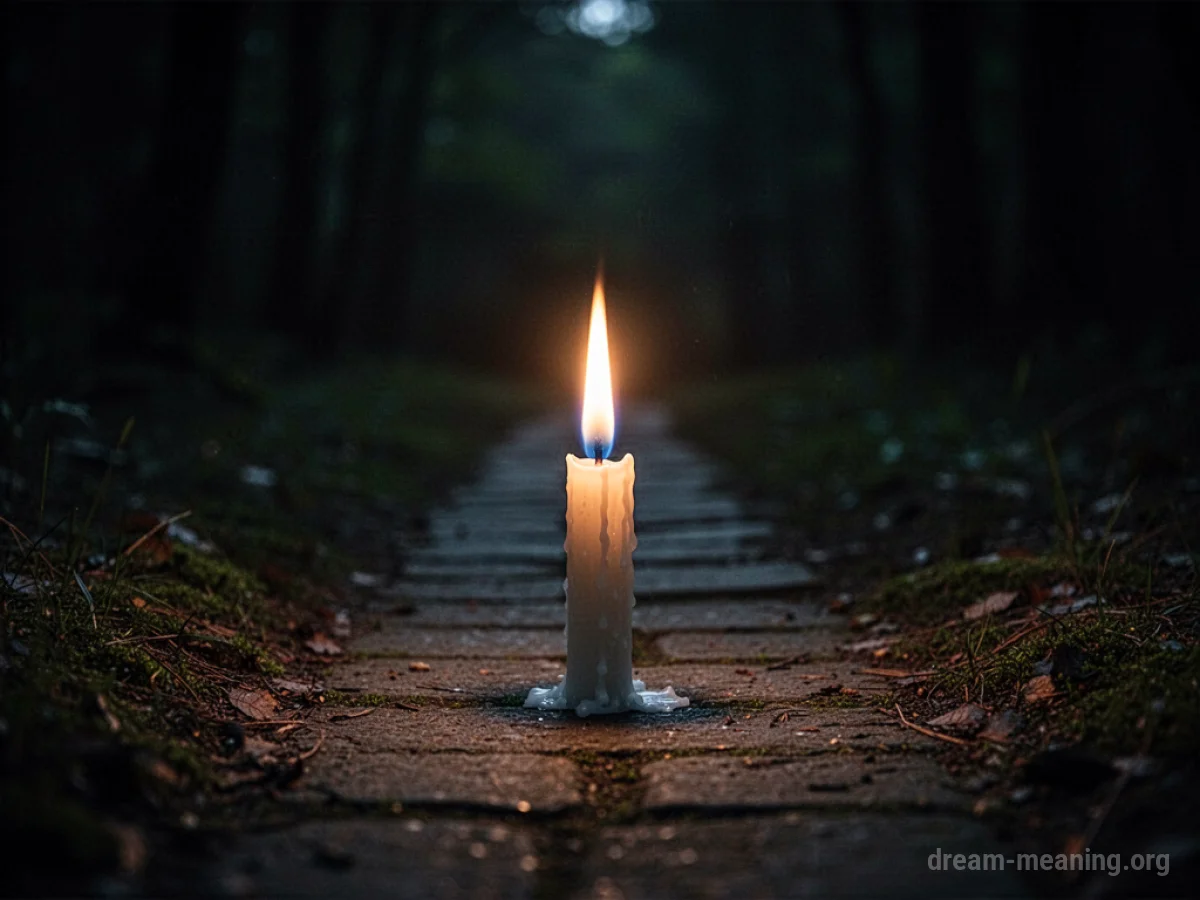A single candle flame lighting a path ahead.