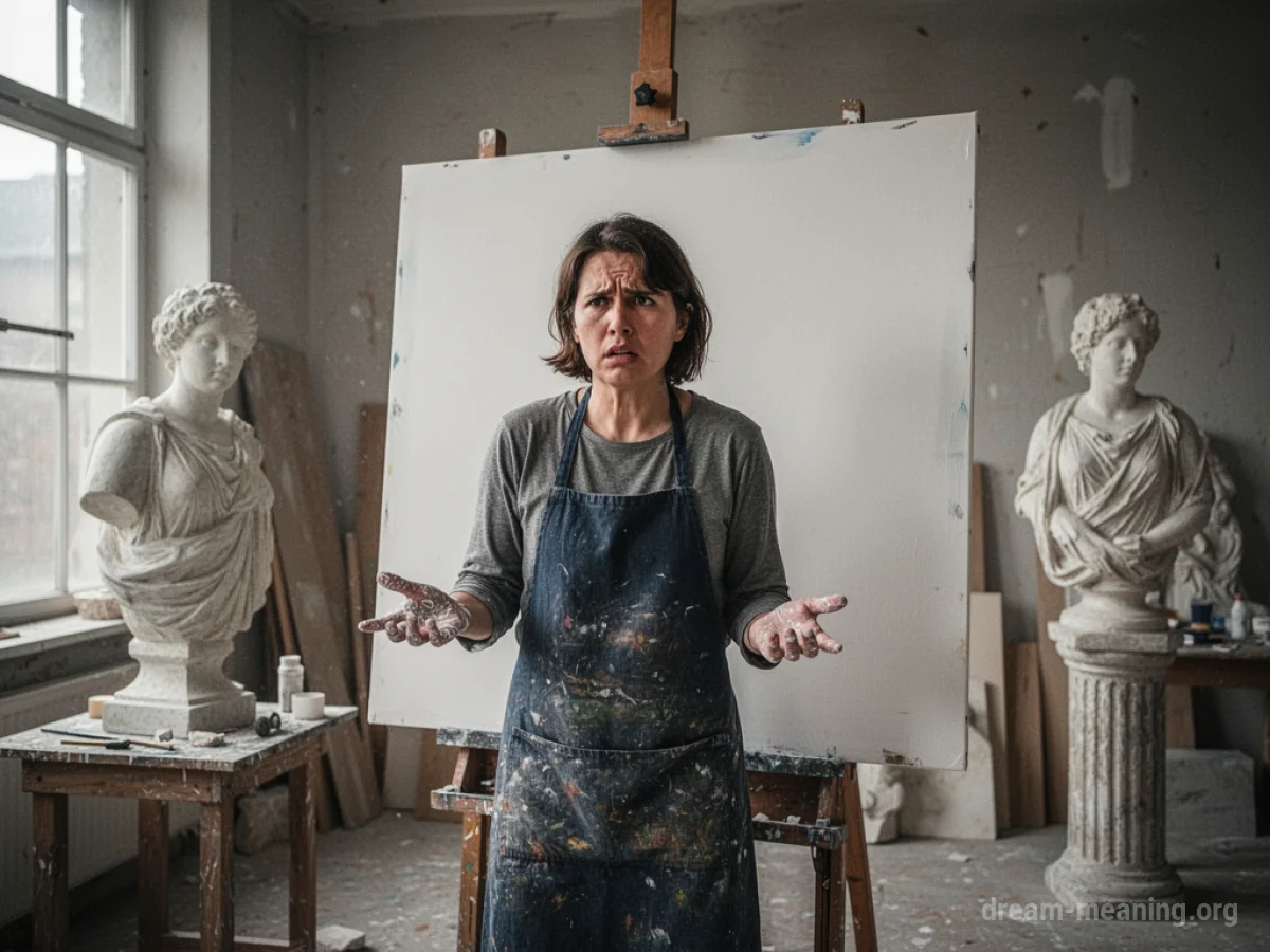 A person looking distressed at a blank canvas.