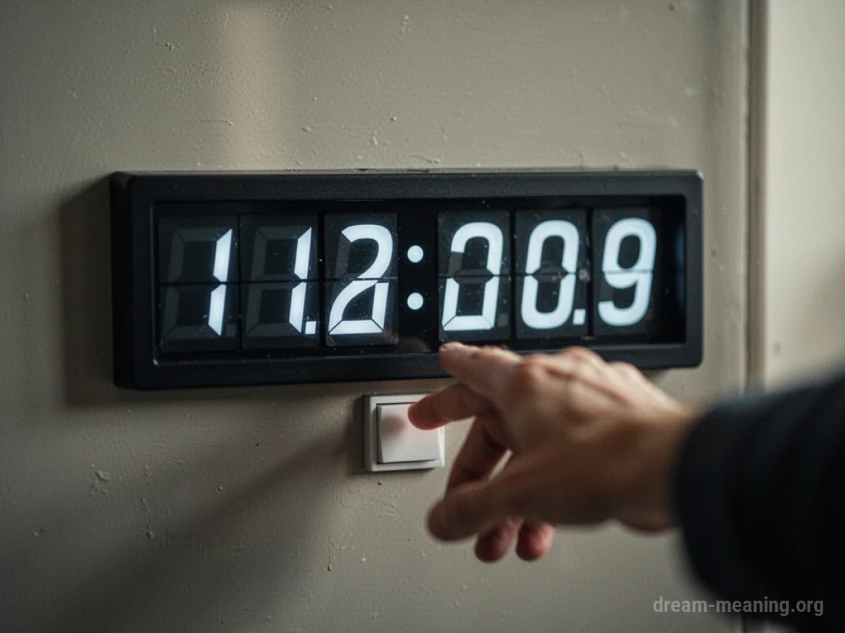 A hand reaching towards a rapidly decreasing digital countdown timer.