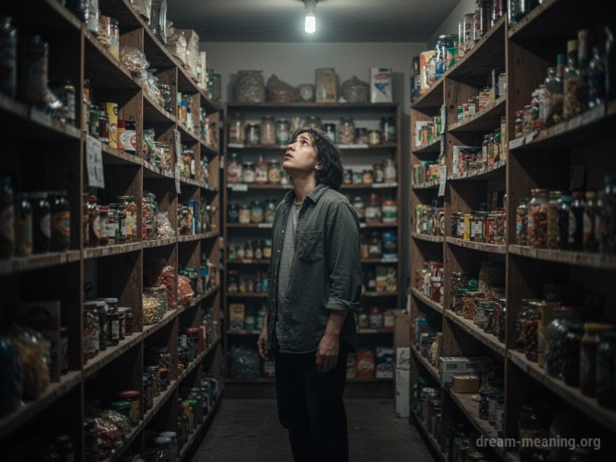 Person in a corner shop aisle looking at shelves of items.