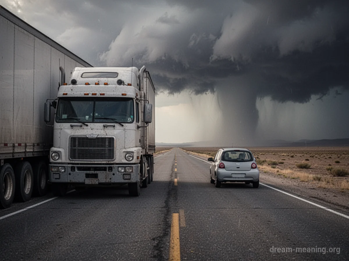 A semi-truck and a car on a road.