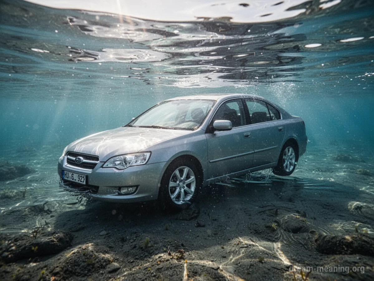 A car sinking into clear blue water.