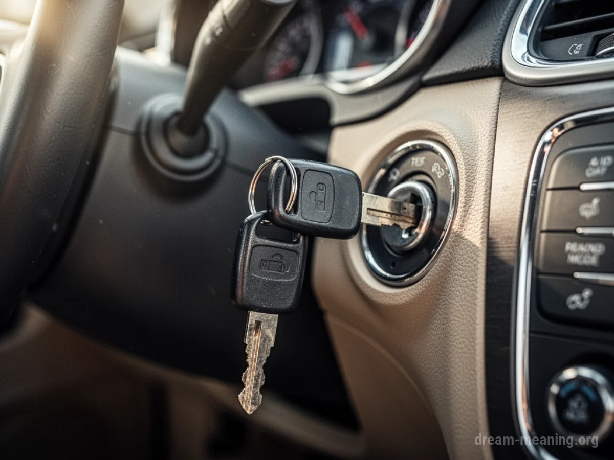A car key turned in the ignition slot of a car.