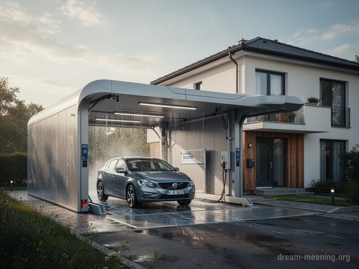 A car wash building blending into a house.