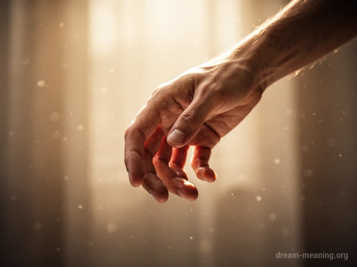 A hand reaching down from a light.
