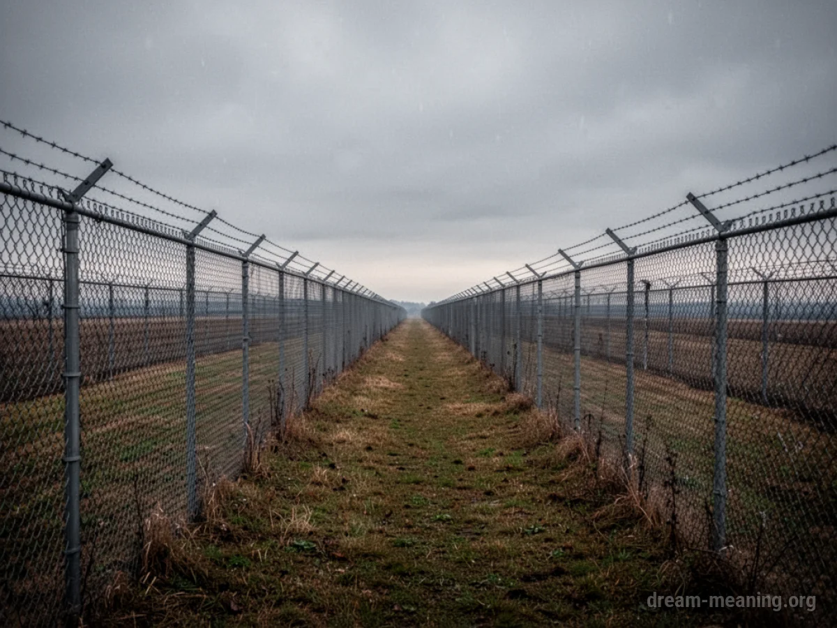 A dense, uniform field of chain-link fence.