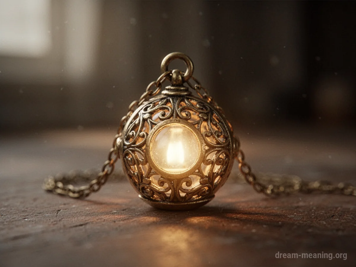A decorative charm emitting a bright light.