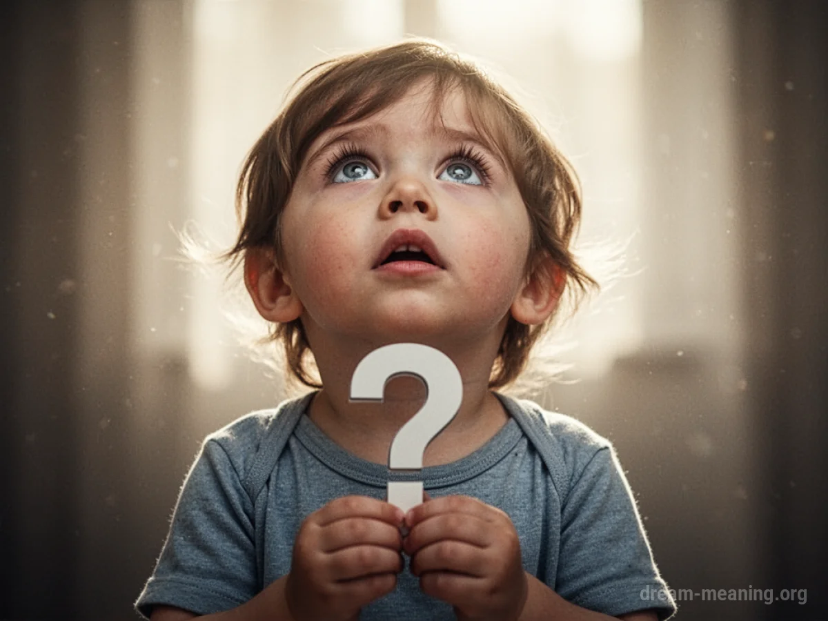 A child looking up with an inquisitive expression.