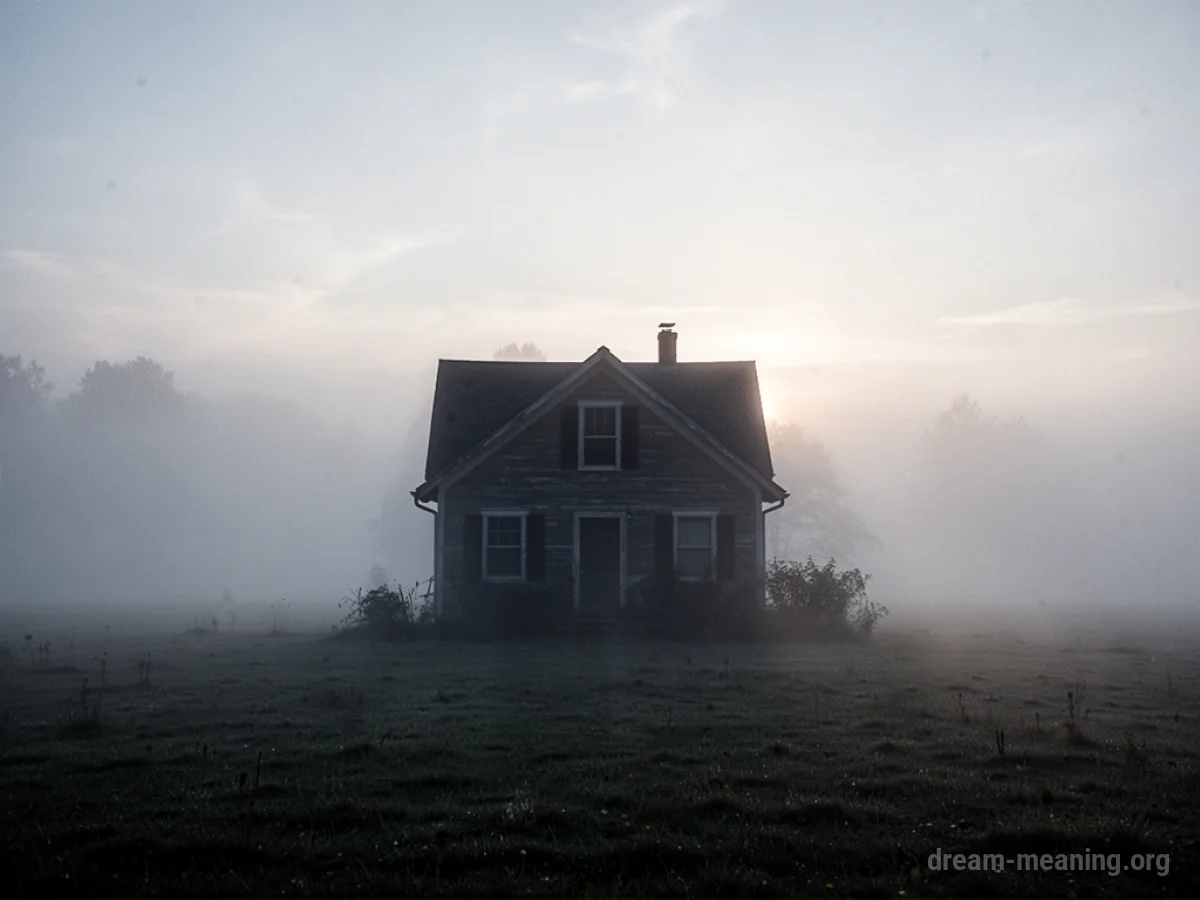 A house silhouette dissolving into a hazy background.