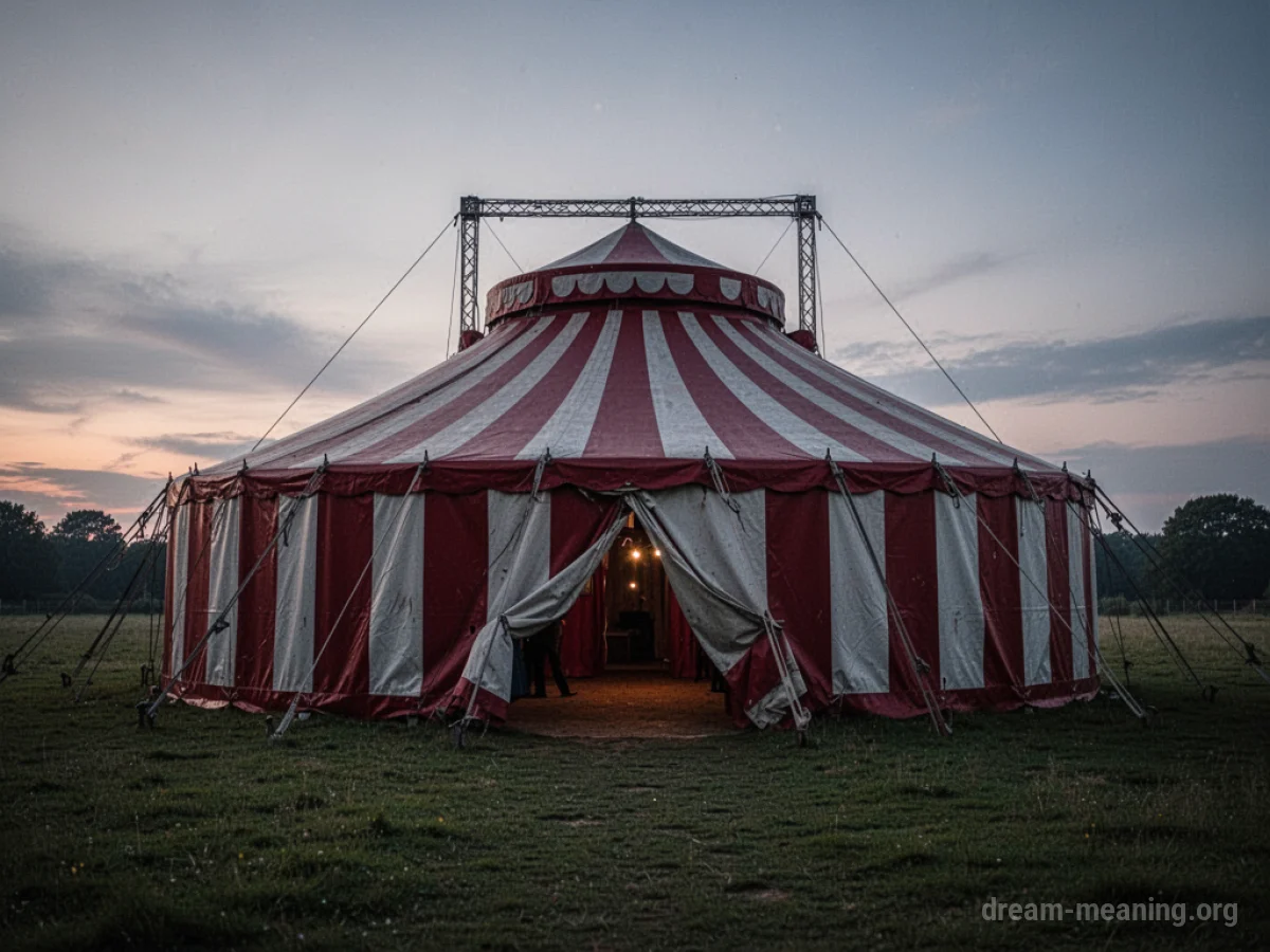 A large circus tent seen from the outside.