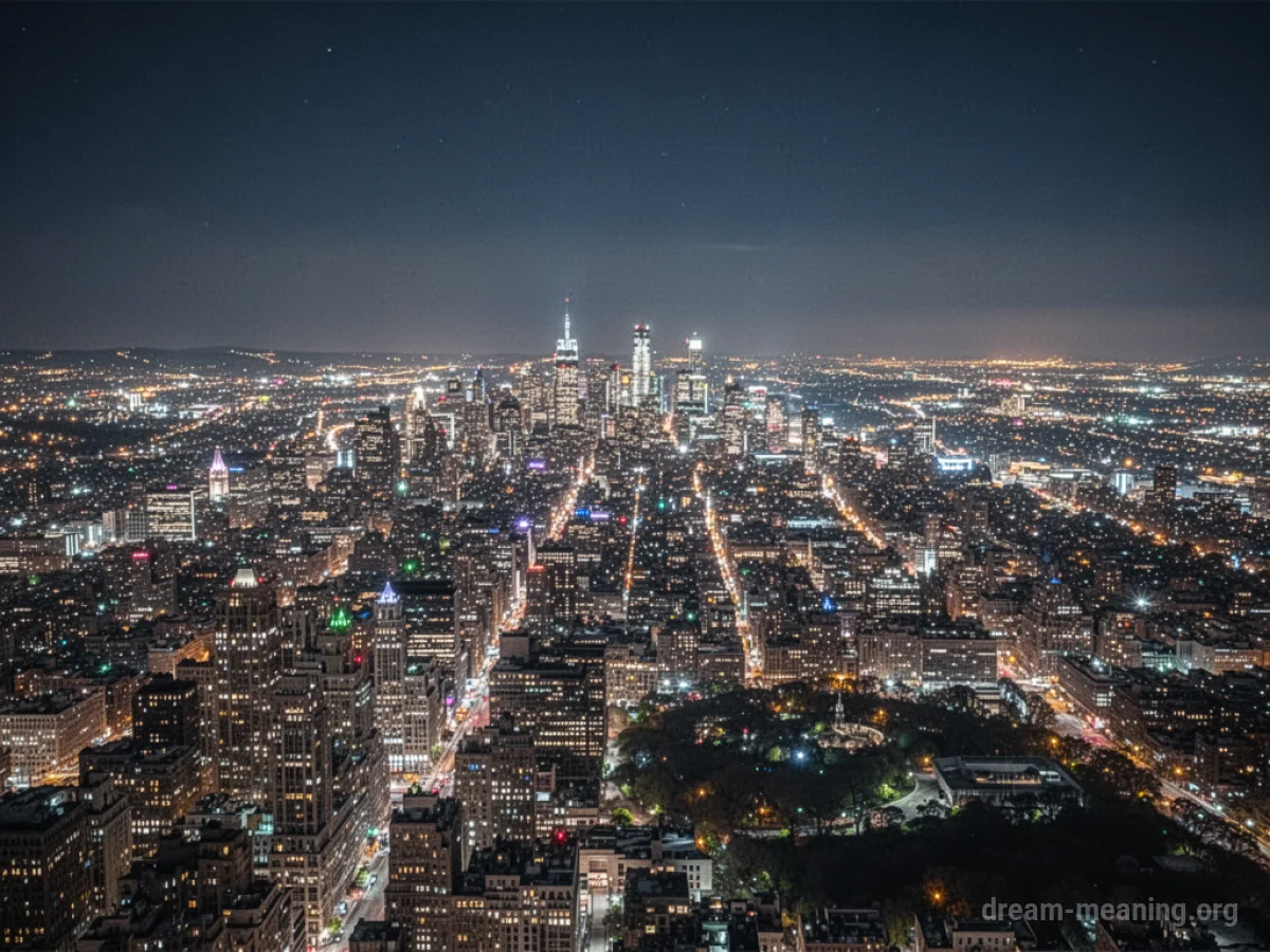 A vast panorama of city lights stretching across the night sky.