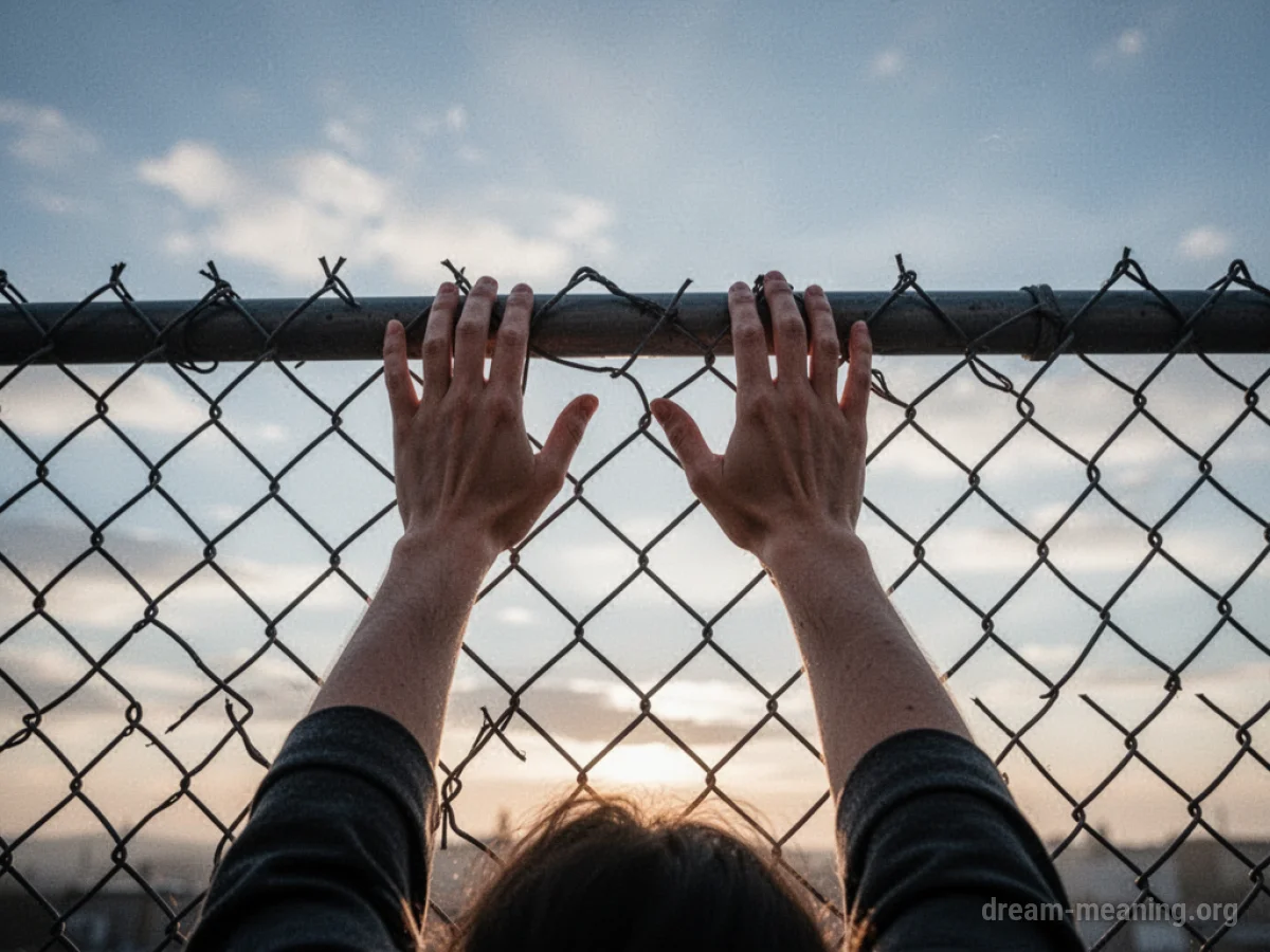 Hands grasping a chain link fence, reaching upwards.