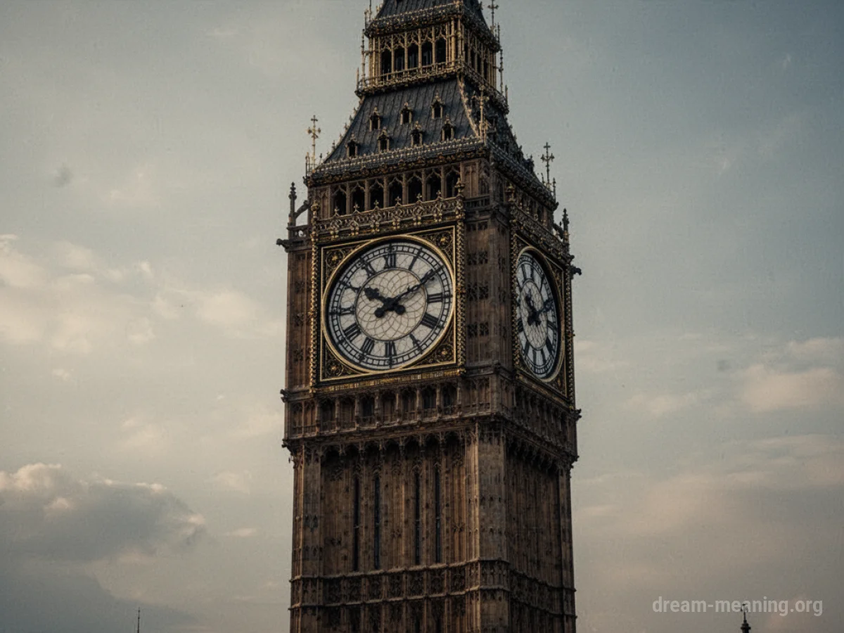 A clock tower with its hands depicted moving extremely slowly.